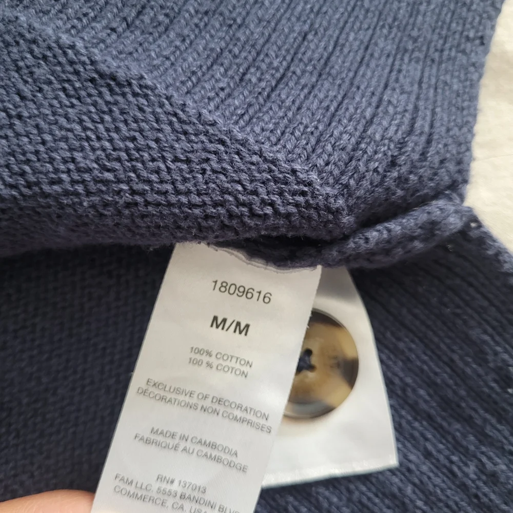 GAP Women's Navy Blue Knit Sweater Cardigan 100% Cotton Size M - Picture 10 of 10